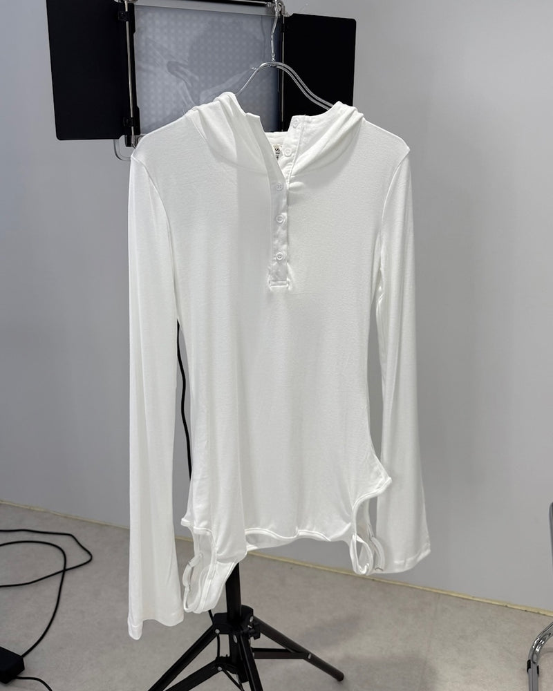 国際配送【Nerd out XU】design slim hooded long sleeve