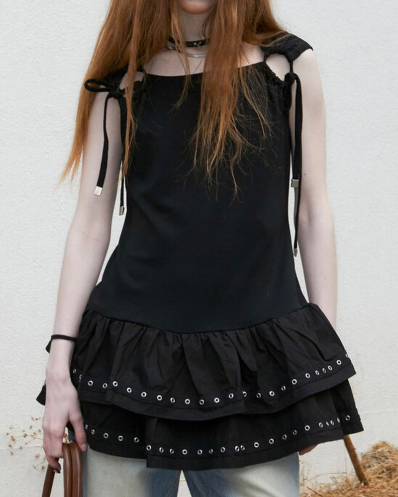 【NOT KNOWING】Eyelet Sleeveless Tee OPS