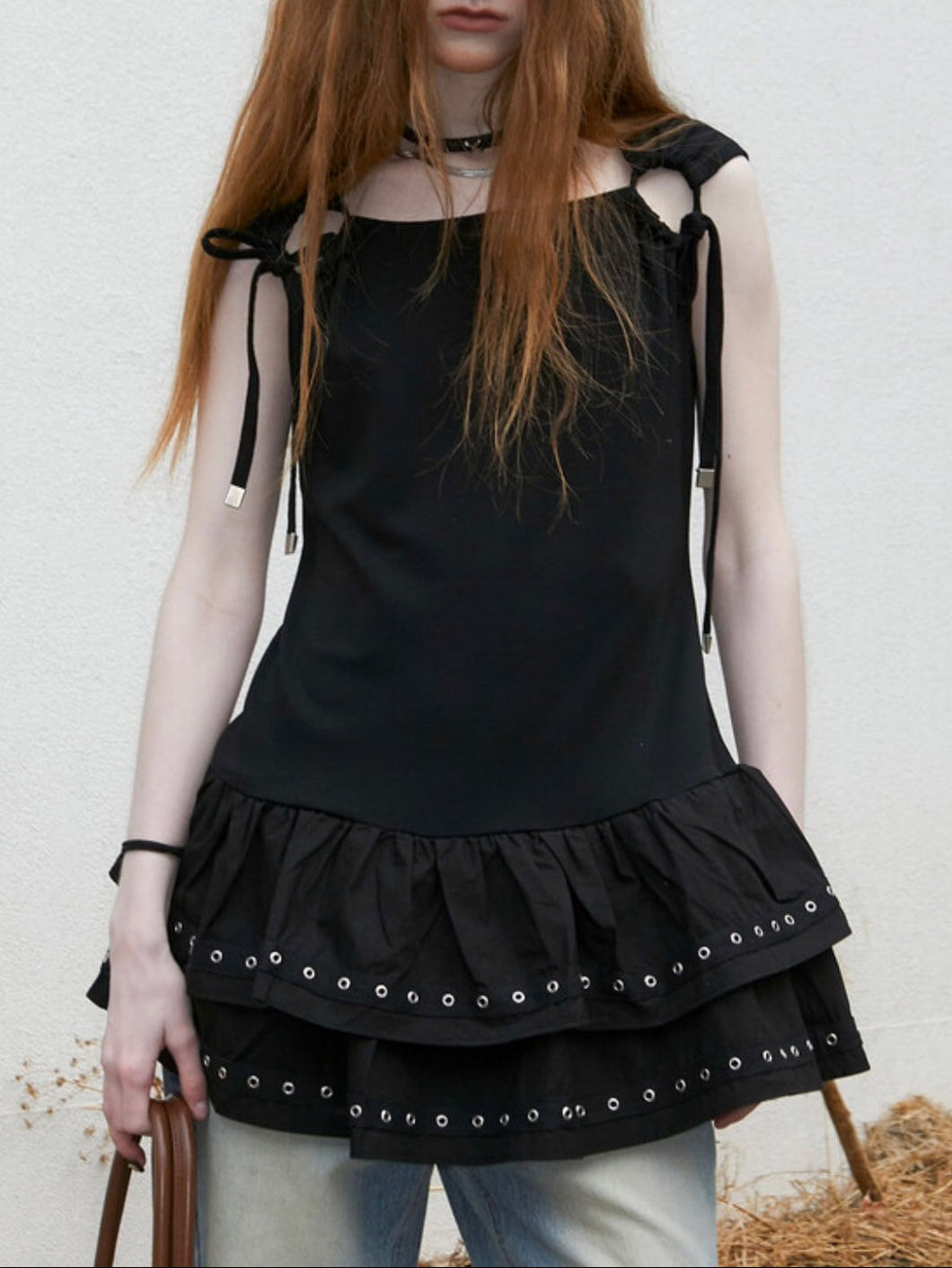 【NOT KNOWING】Eyelet Sleeveless Tee OPS