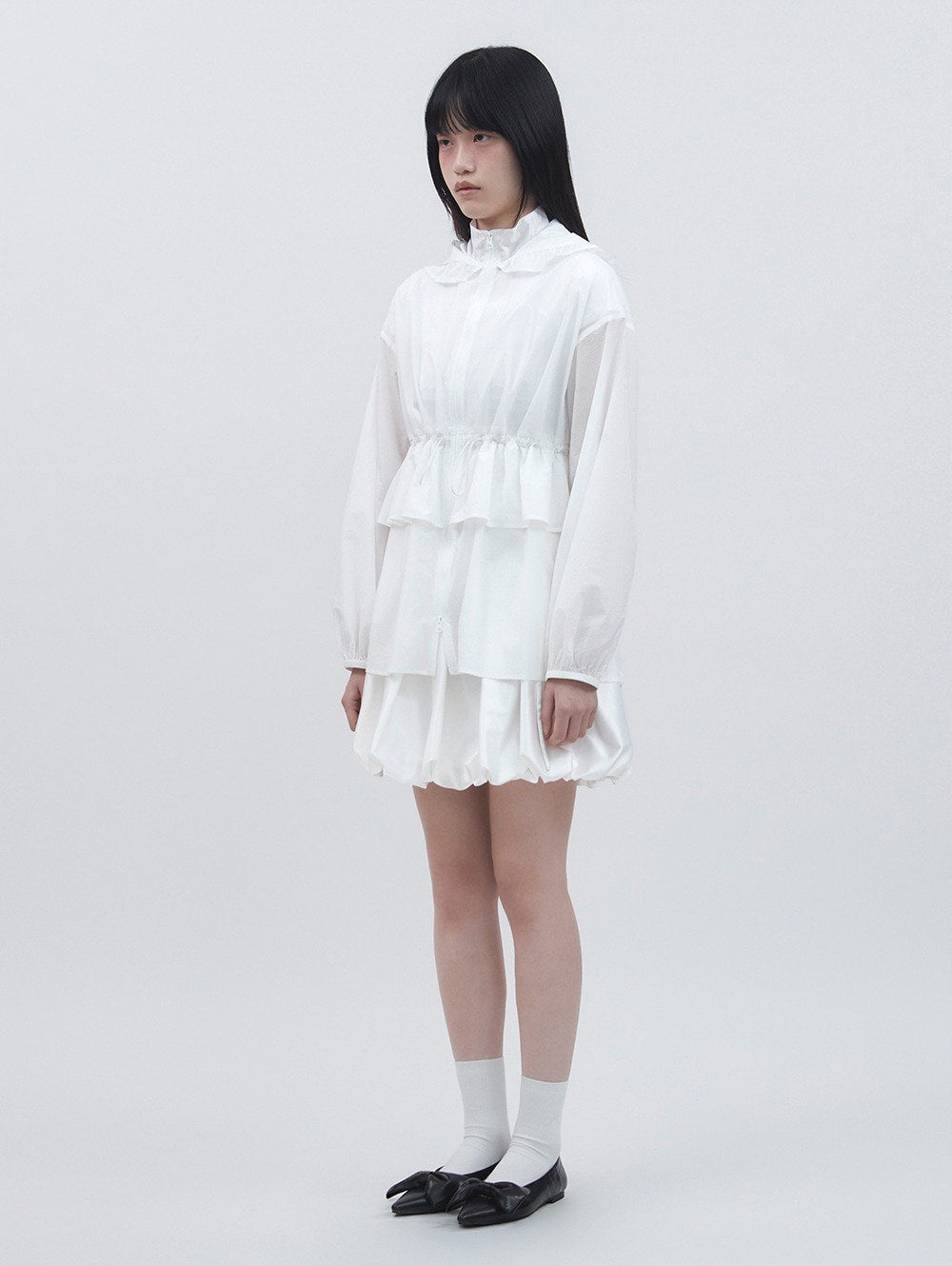 【TUOMIO】FRILL LAYERED HOOD JACKET