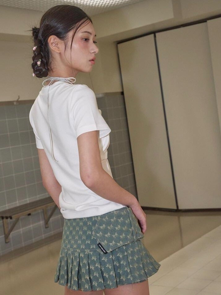 【ODDONEOUT】TWIST DRAPE STRING TOP / 【オッドワンアウト】ツイストドレープストリング半袖Tシャツ