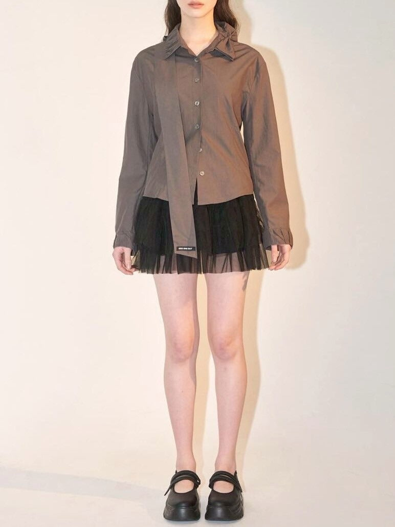 【ODDONEOUT】TUCKING MASH SKIRT / 【オッドワンアウト】タッキングメッシュフリルレーススカート