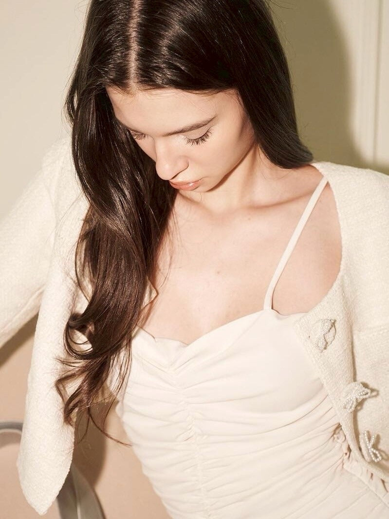 【ODDONEOUT】PEARL RIBBON TWEED JACKET / 【オッドワンアウト】パールリボンツイードジャケット