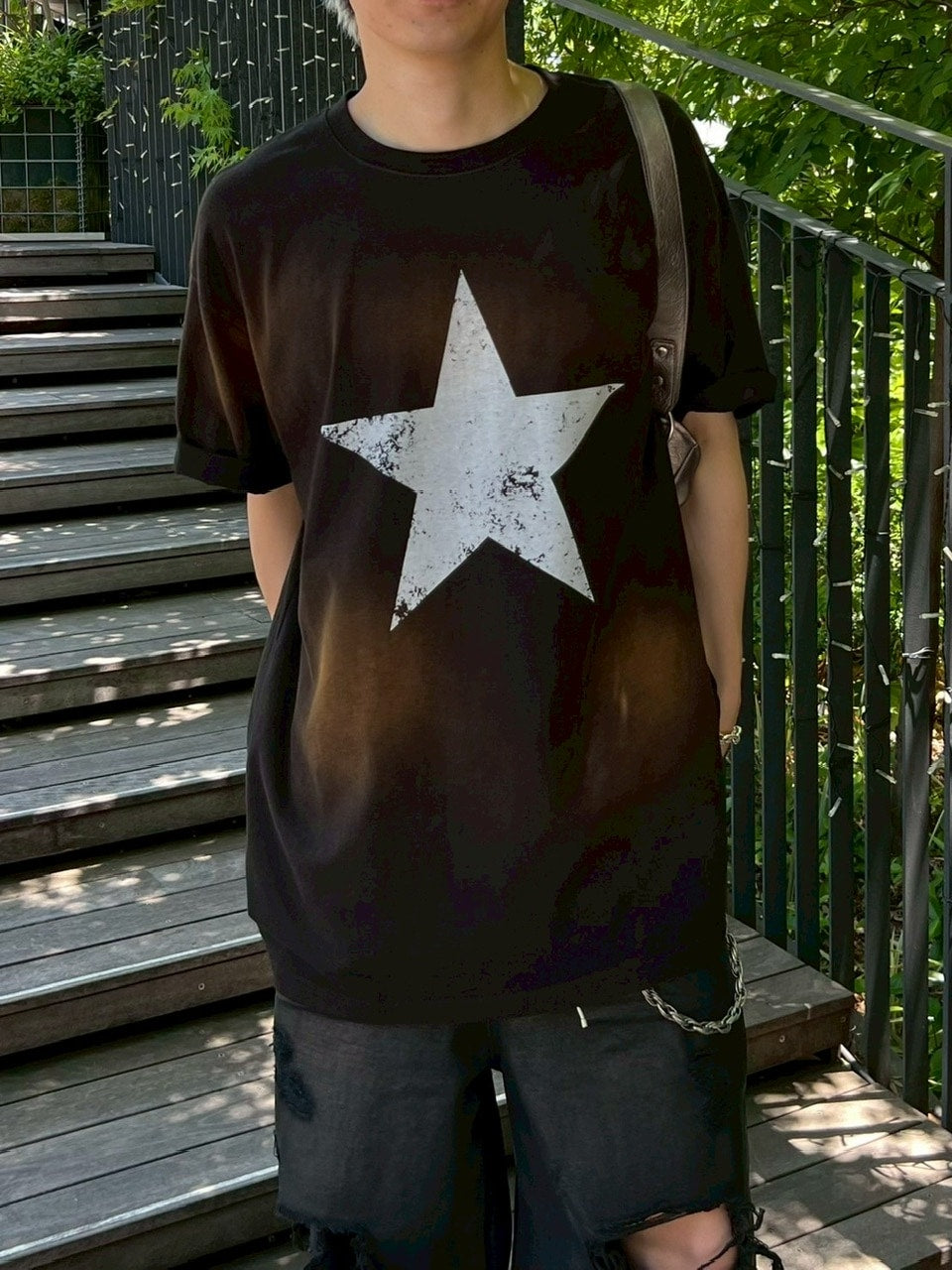受注制【Chikashitsu +】pigment big star t-shirt (2color) / 【チカシツプラス】ピグメントビッグスタープリント半袖Tシャツ