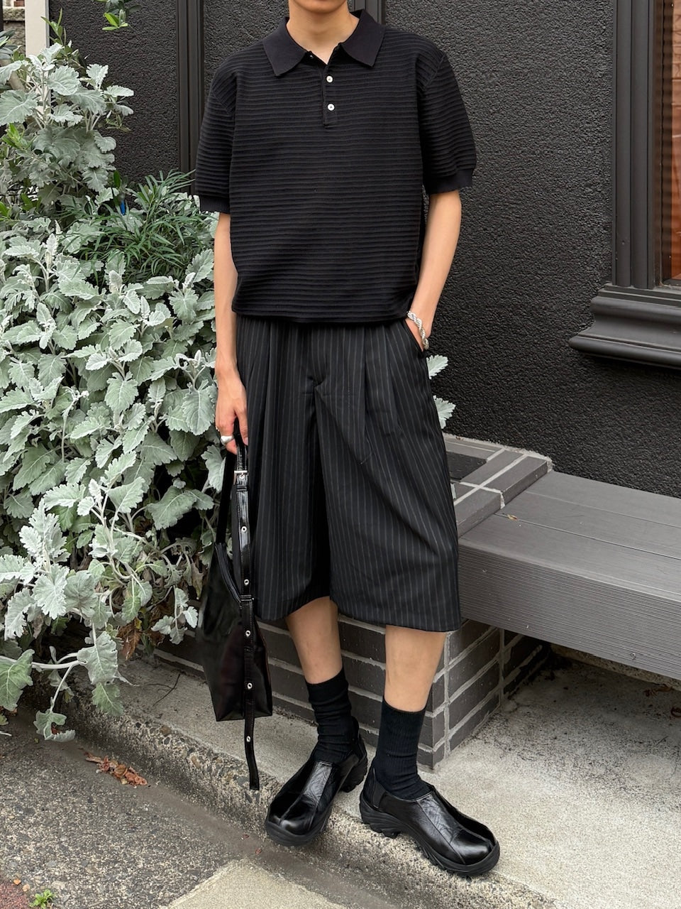 東京店WEB限定受注制【Chikashitsu +】Dry-Touch Rib Knit Polo (2color)