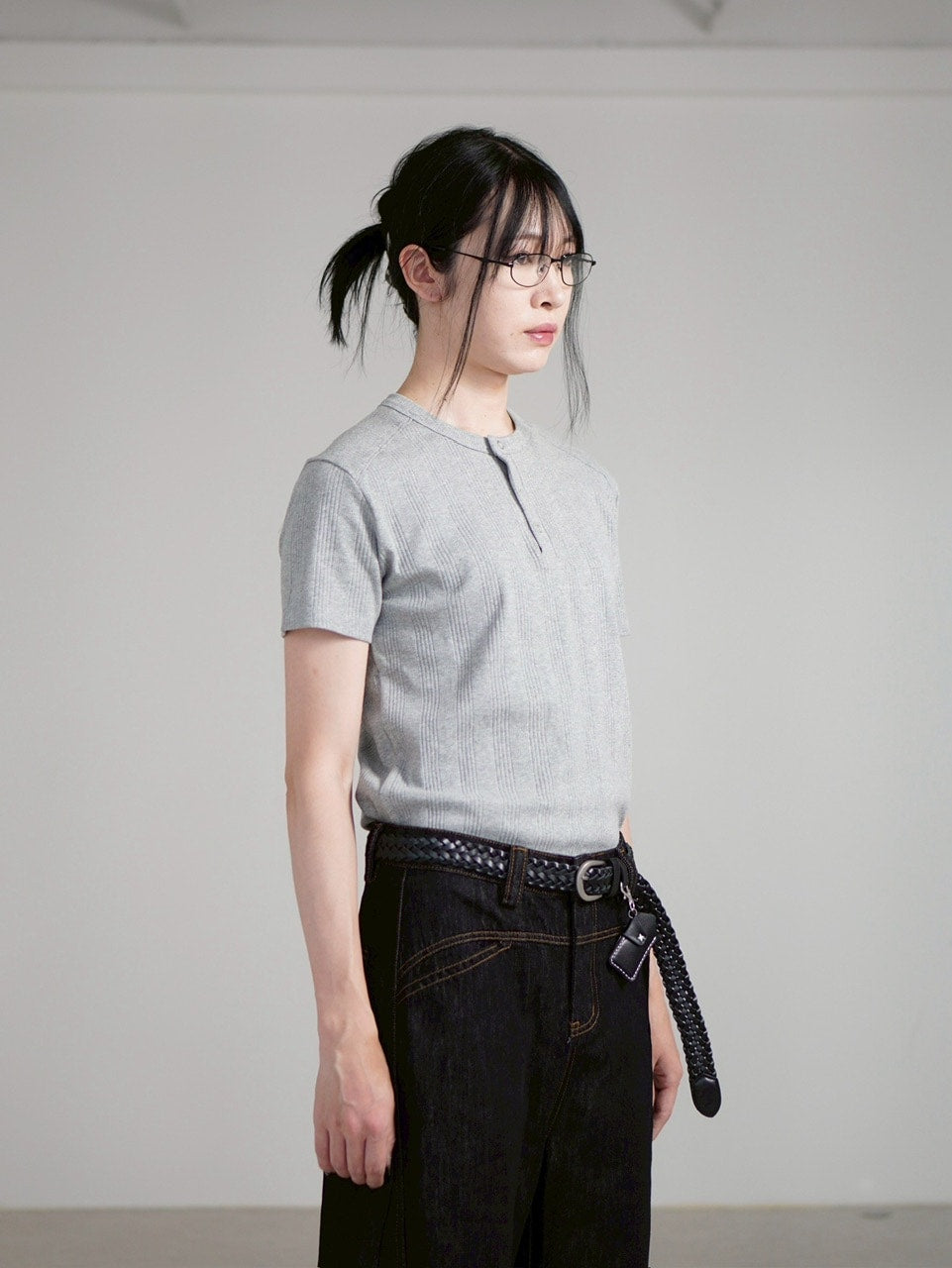 【Chikashitsu +】henry neck half sleeve tee (3color) / 【チカシツプラス】ヘンリーネック半袖Tシャツ