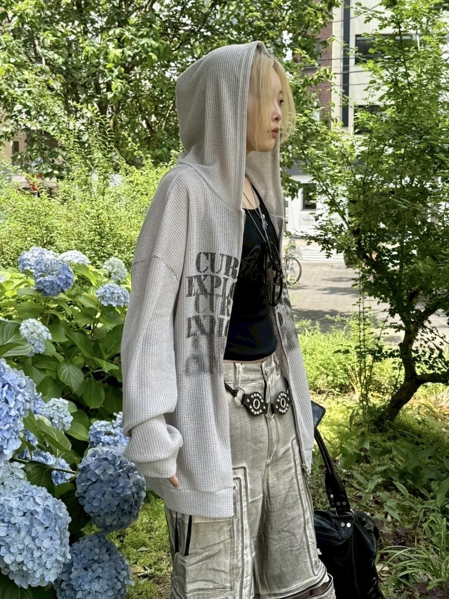 受注制【Never mind the XU】mesh zip up hoodie (3color) / 【ネバーマインドザエックスユー】メッシュジップアップパーカー