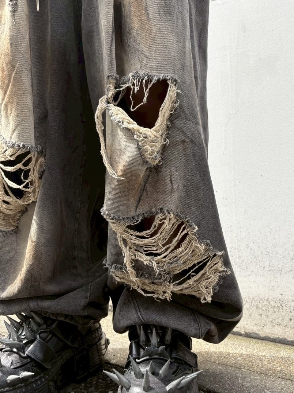 受注制【Never mind the XU】balloon damage denim pants