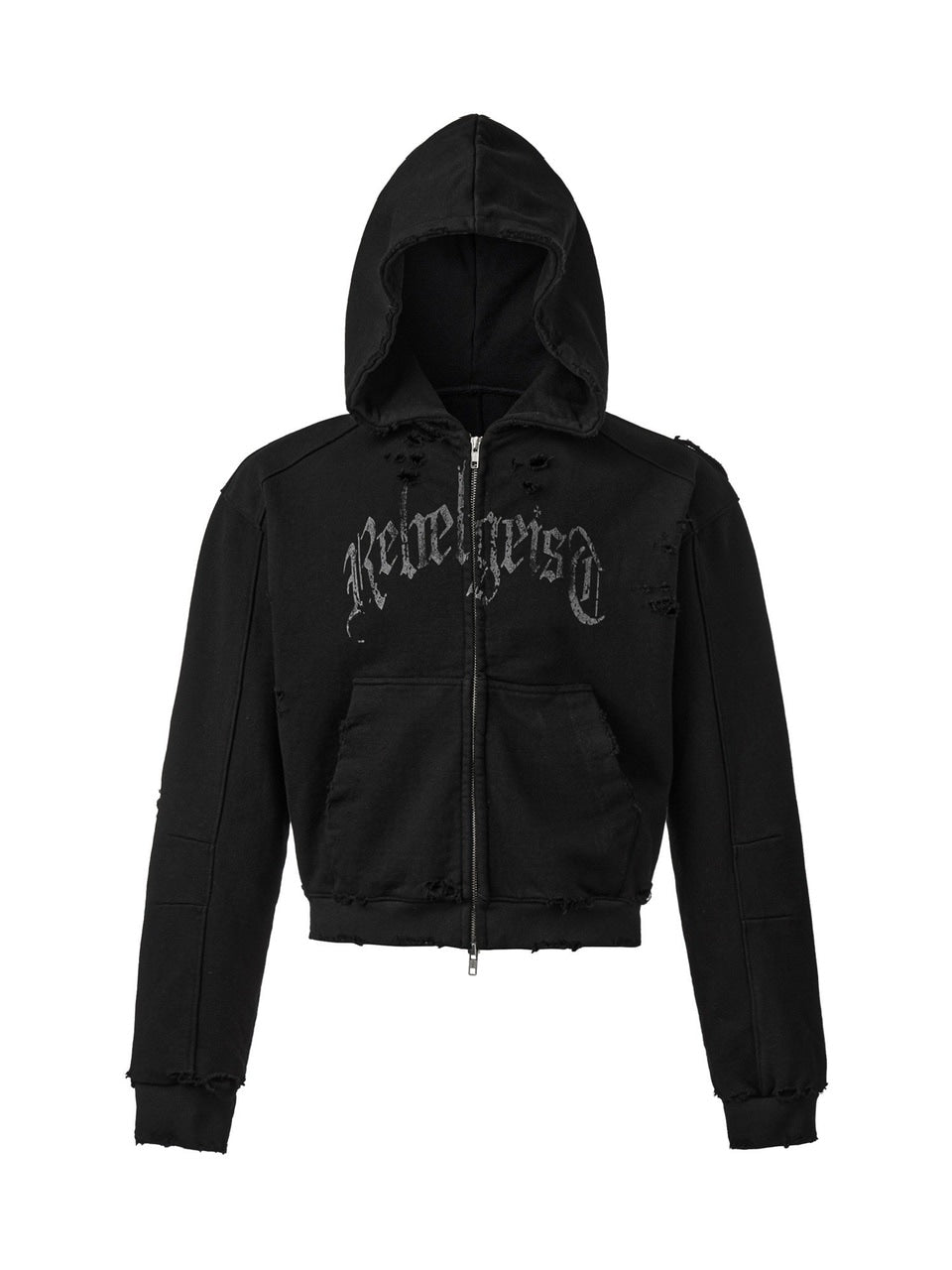 【ANOTHERYOUTH】damaged crop zip-up hoodie