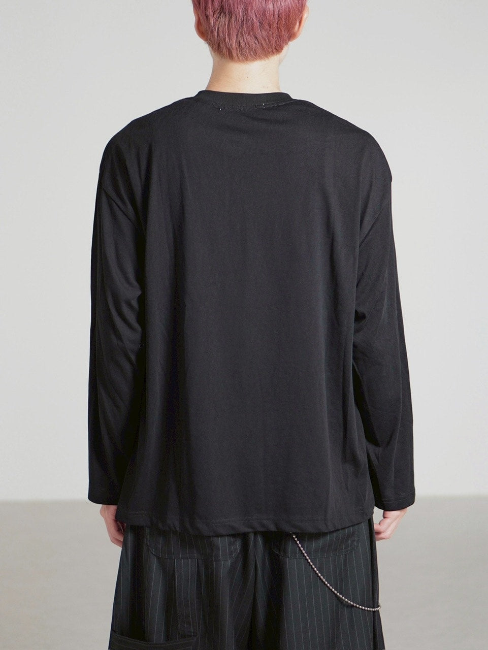 【Chikashitsu +】croque lettering long sleeve / 【チカシツプラス】モックネックレタリング長袖Tシャツ(2color)