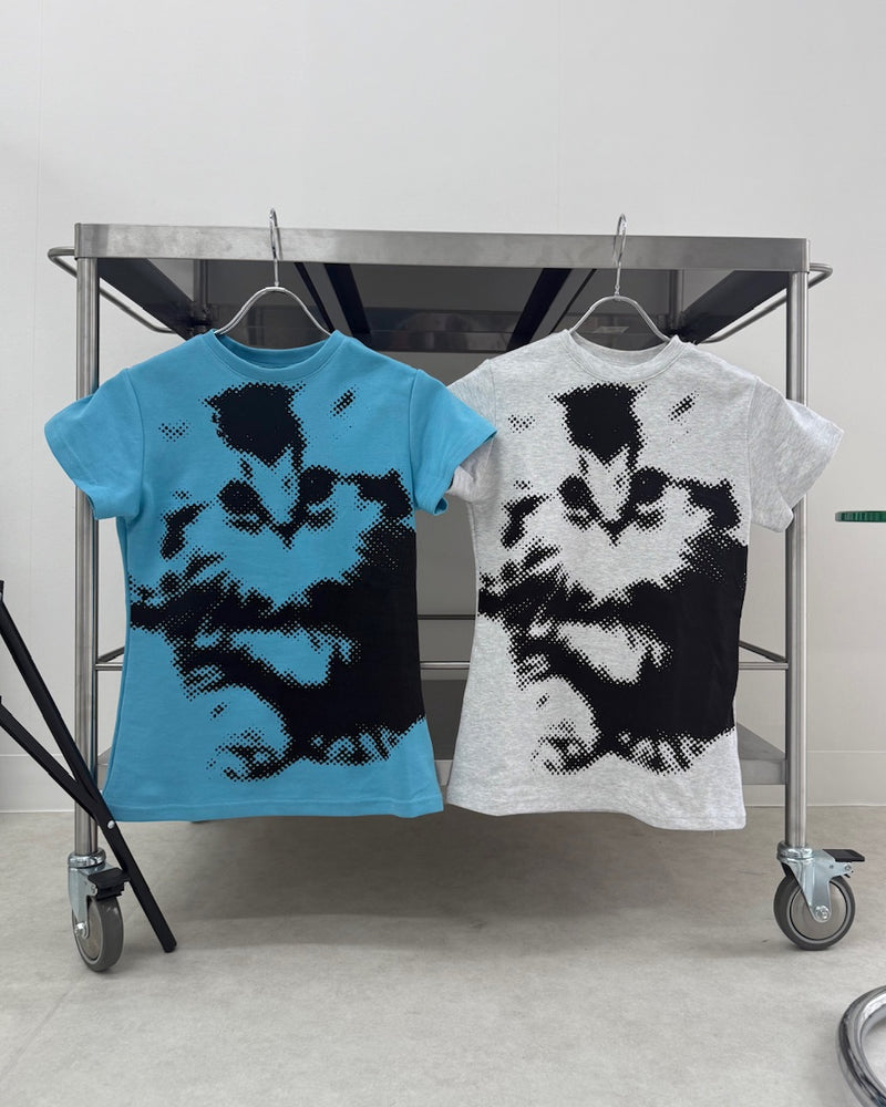国際配送【Nerd out XU】mosaic cat tee (2color) / 【ナードアウトエックスユー】モザイクキャットプリント半袖Tシャツ