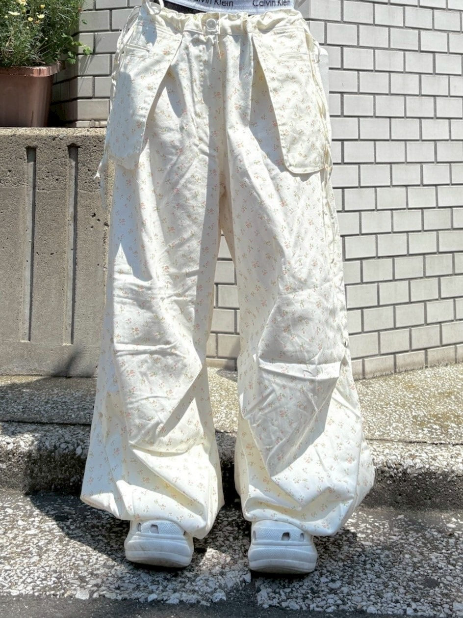受注制【nmtc +】flower wide layered pants (3color)