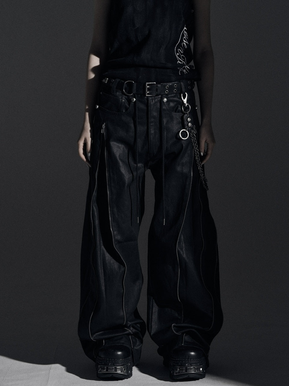 【Rosen Kreuz】ZIP WIDE BAGGY PANTS