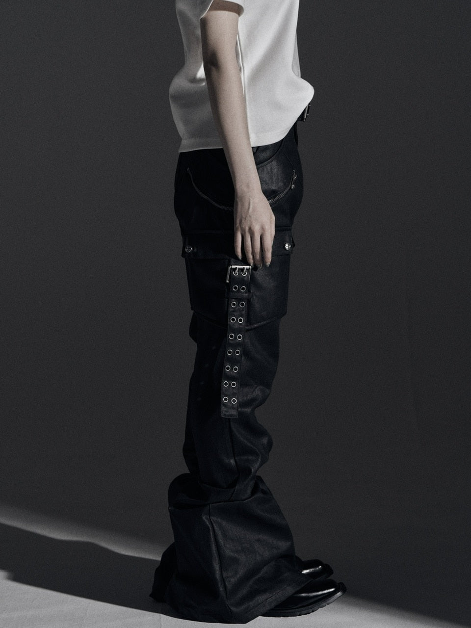 【Rosen Kreuz】SIDE BELT DOCKING FLARE PANTS