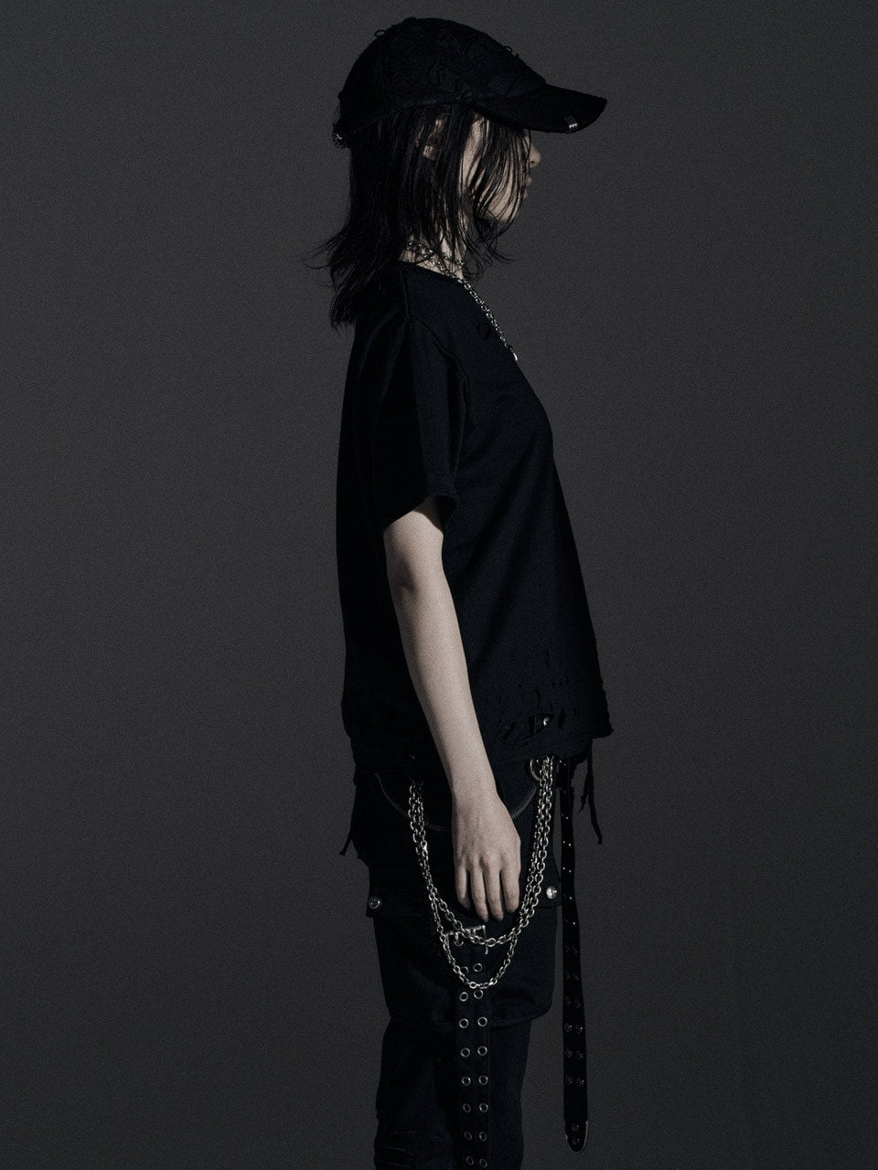 【Rosen Kreuz】BOXY FIT LAYERED DAMAGE TEE