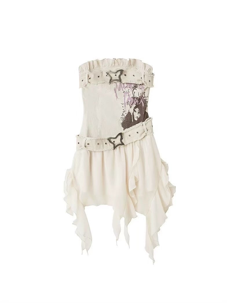 【Cest Nous】Butterfly Strapless Dress / 【セヌー】バタフライチューブトップワンピース