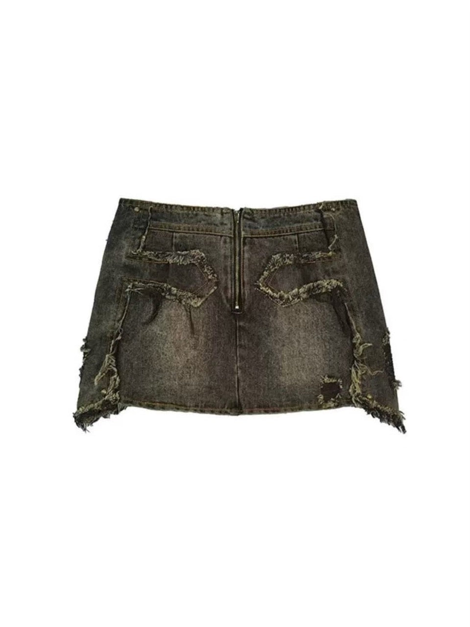 【Cest Nous】Denim Raw Hem Short Skirt