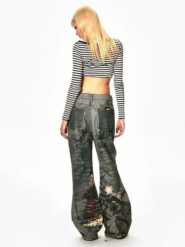 【DND4DES】PAISLEY BANDANA DISTRESSED FLARE PANTS