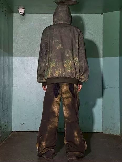 【DND4DES】CAMO DISTRESSED OVERSIZE CARGO PANTS