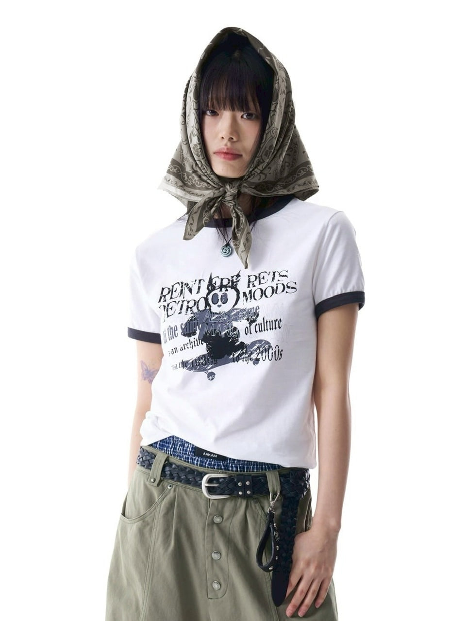 【AAKAM】Cracked Letter Ringer Top