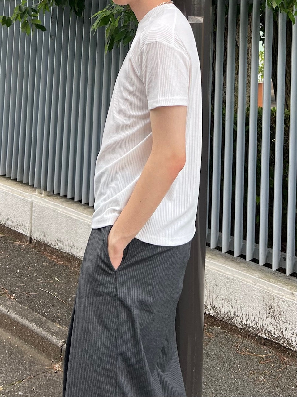 東京店WEB限定受注制【Chikashitsu +】cropped rib knit tee (3color)