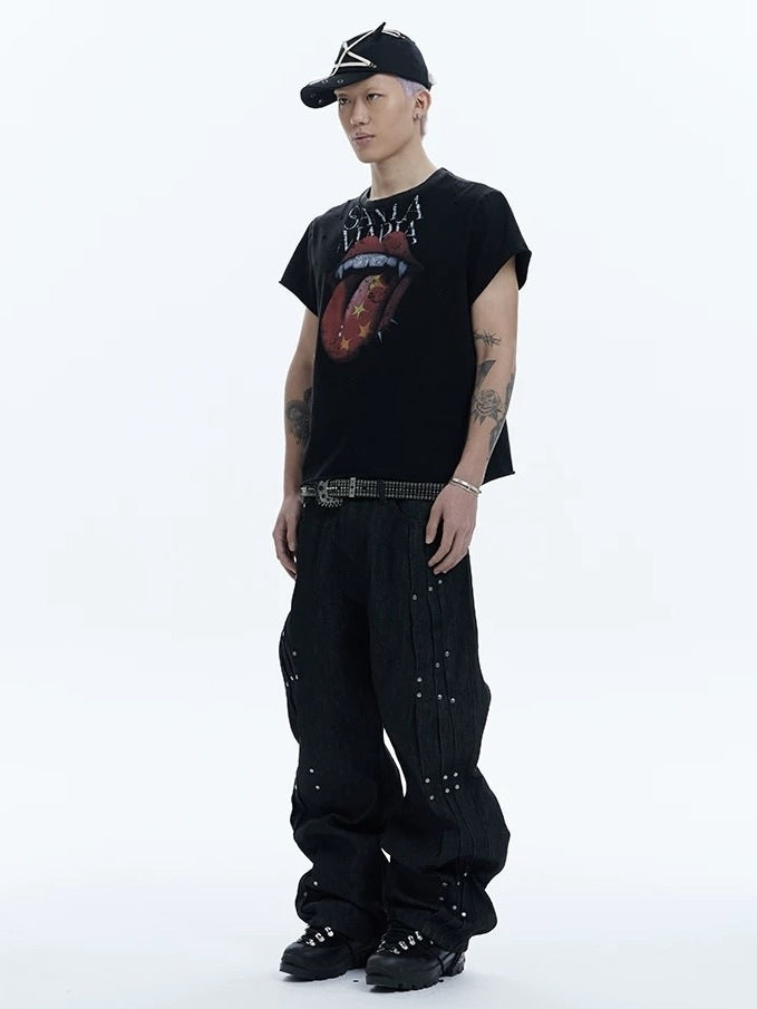 【DND4DES】RIVETED PLEATED DENIM