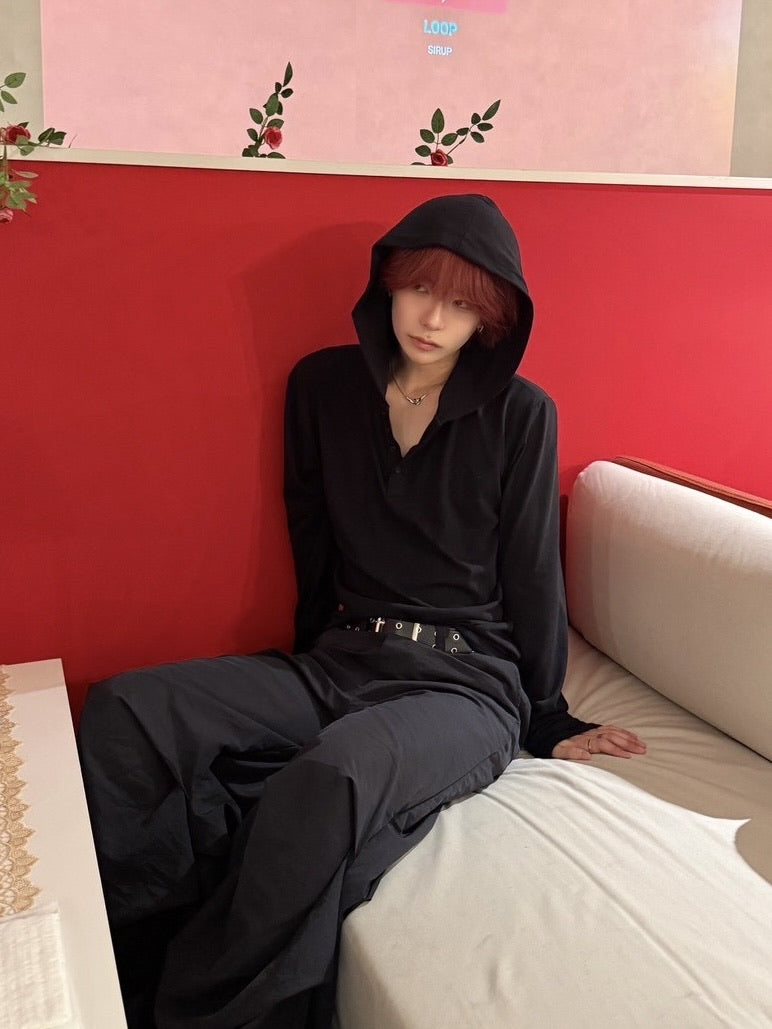 受注制【LUV CODE】hooded long sleeve tee (2color) – PRESSING WEB SHOP