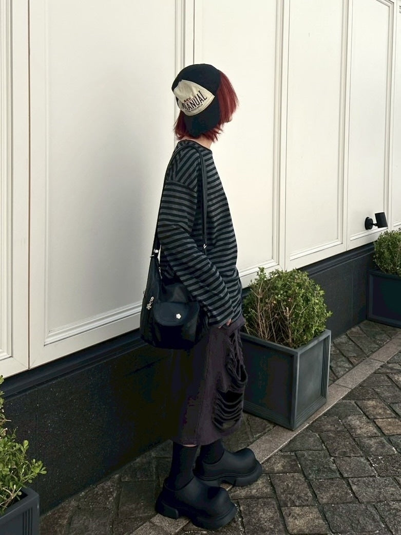 受注制【LUV CODE】damage sweat half pants (3color)