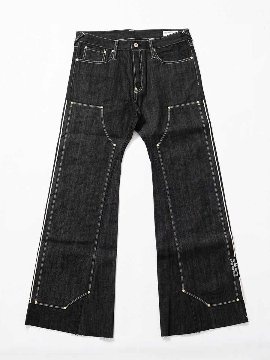 【F.V.V.O】RED SELVEDGE EMBROIDERED RAW DENIM JEANS