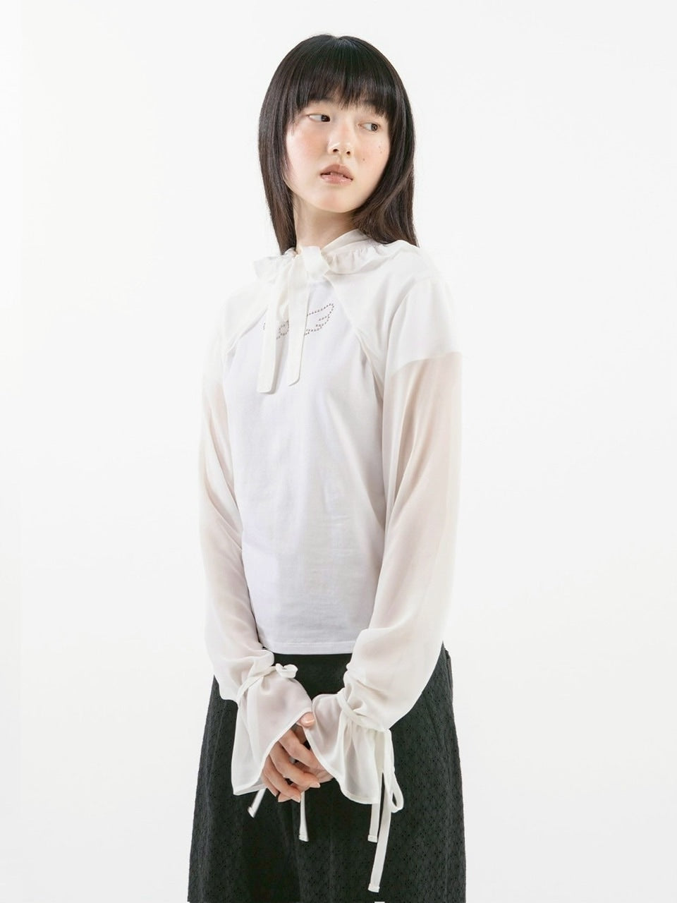 【TUOMIO】CHIFFON HOODED BOLERO / 【トゥオミオ】シフォンフードボレロ