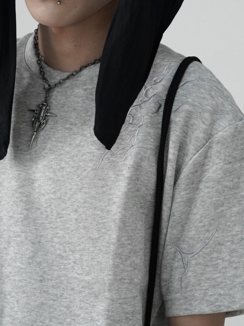 国際配送【Nerd out XU】lightning pattern tee (3color) / 【ナードアウトエックスユー】メタリックロゴ半袖Tシャツ