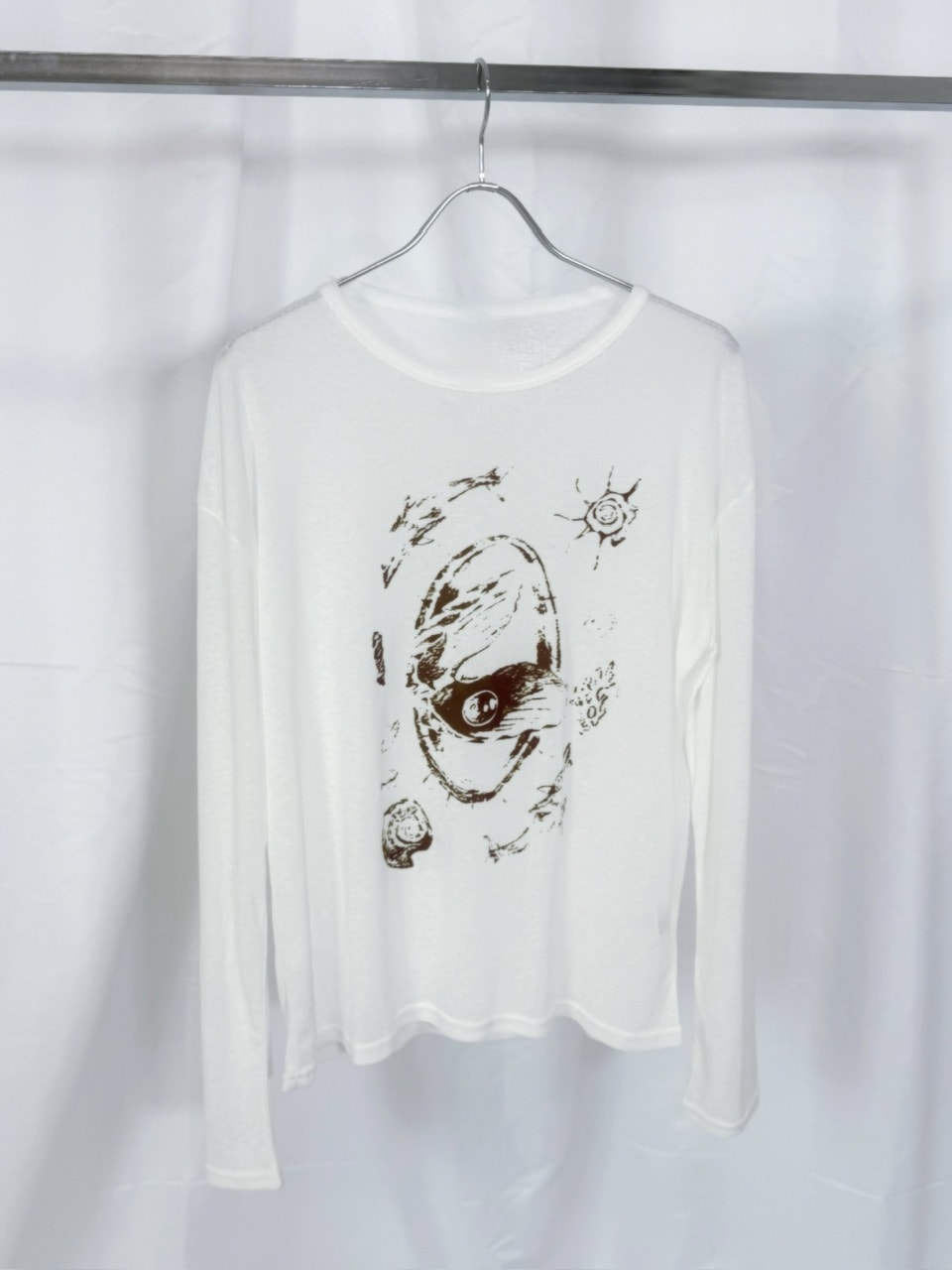 国際配送【Nerd out XU】hand drawing see-through long sleeve / 【ナードアウトエックスユー】ハンドドローイングシースルーロングスリーブ