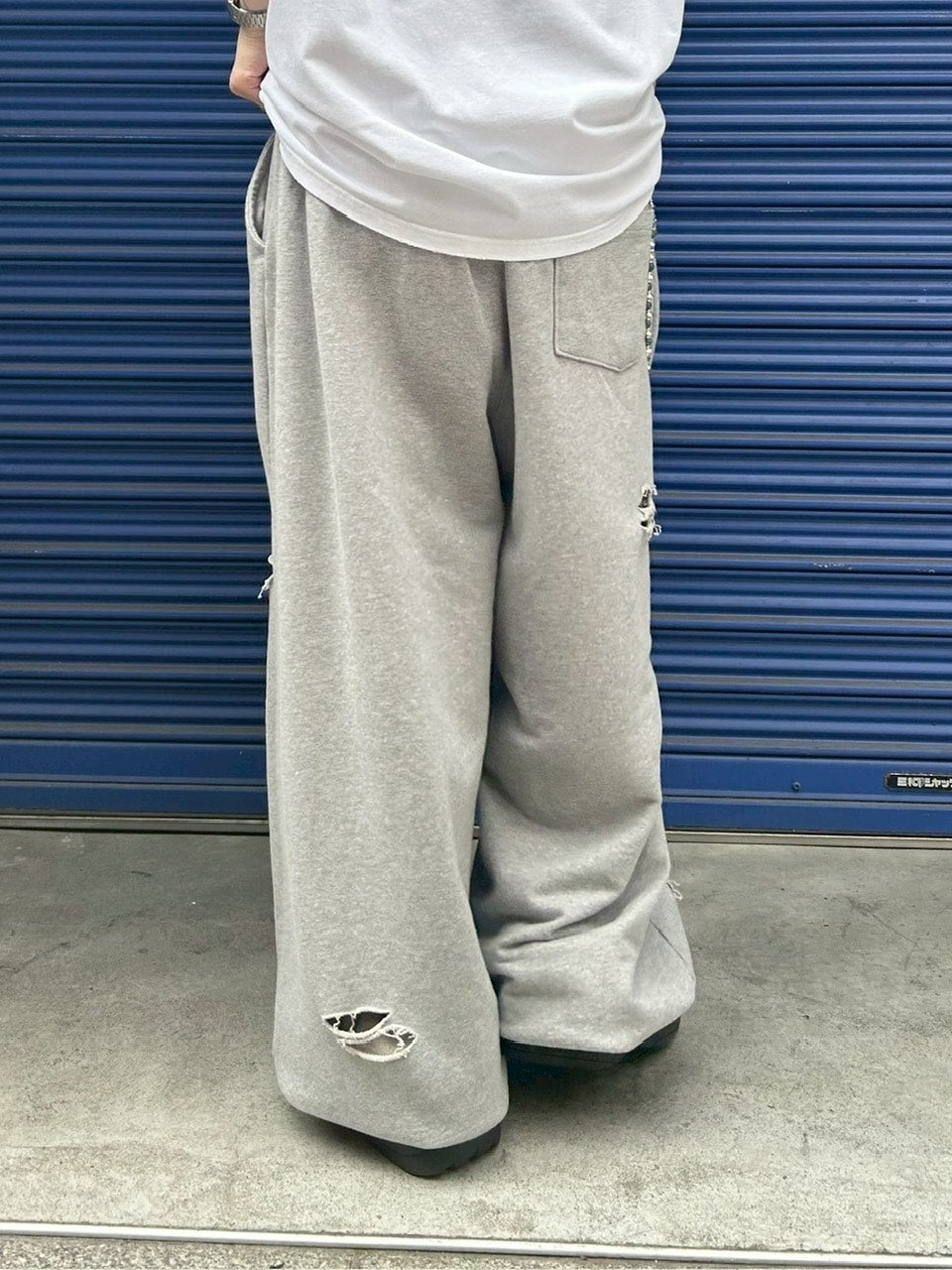 【Chikashitsu +】full length damage sweat pants / 【チカシツプラス】フルレングスダメージスウェットパンツ (3color)
