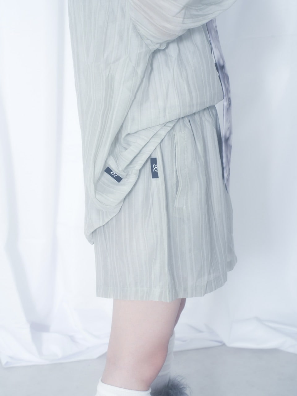 国際配送【Nerd out XU】crape sheer shorts / 【ナードアウトエックスユー】クレープシアーショートパンツ