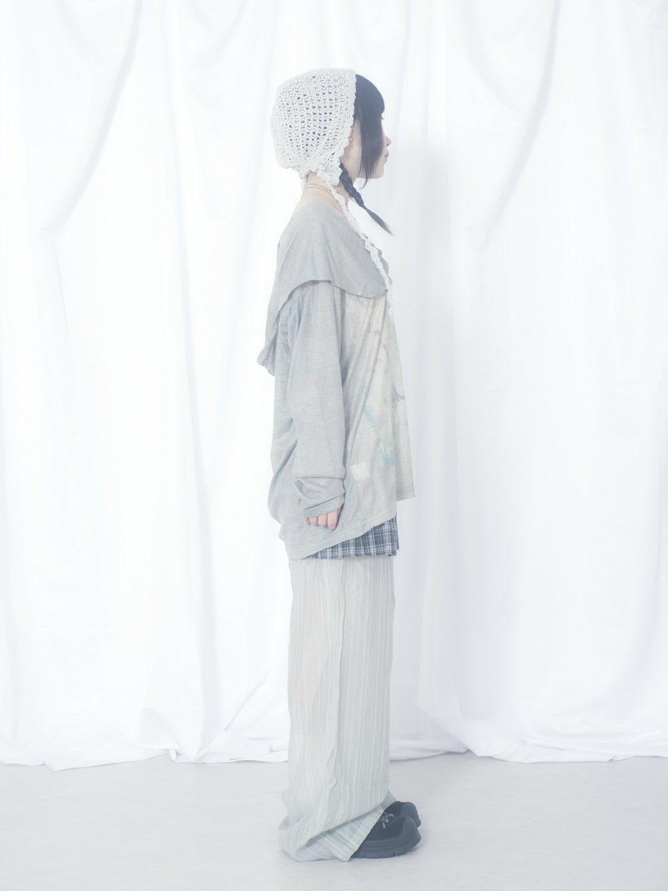 国際配送【Nerd out XU】crape sheer pants / 【ナードアウトエックスユー】クレープシアーパンツ