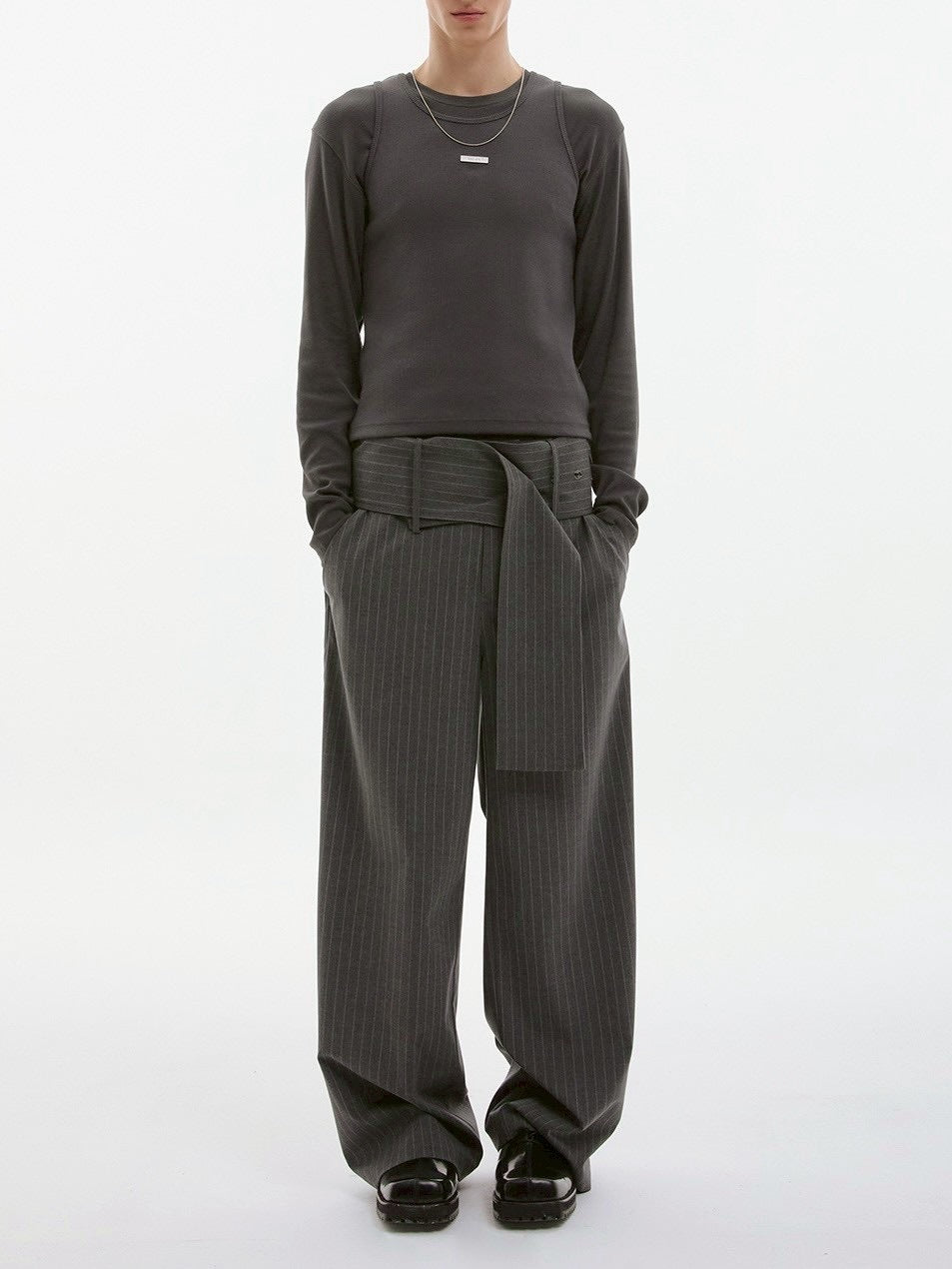 【ESC STUDIO】spacious belt pants/ 【イーエスシーステュディオ】スペイシャスベルトパンツ