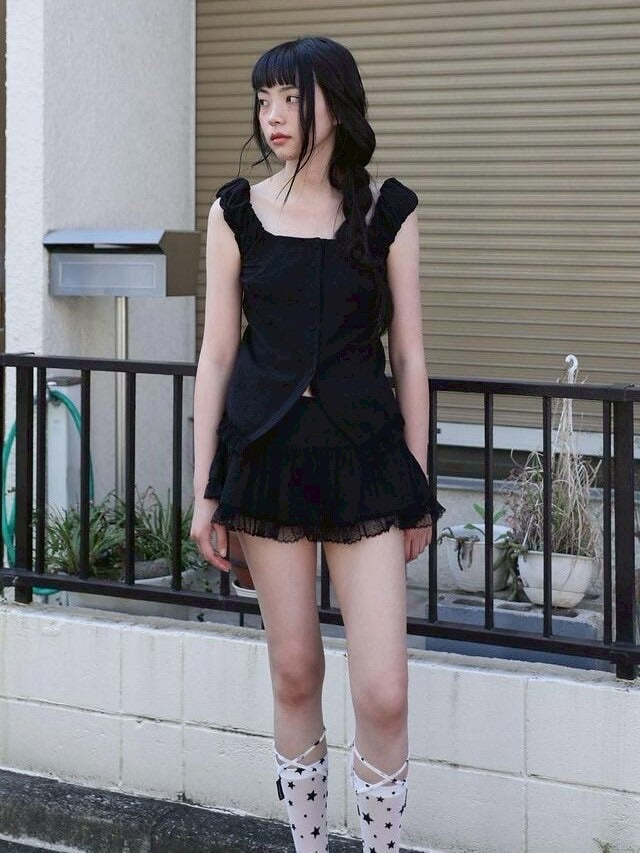 【Uglyshadow】CHECK SHIRRING SKIRT / 【アグリーシャドウ】チェックシャーリングミニスカート