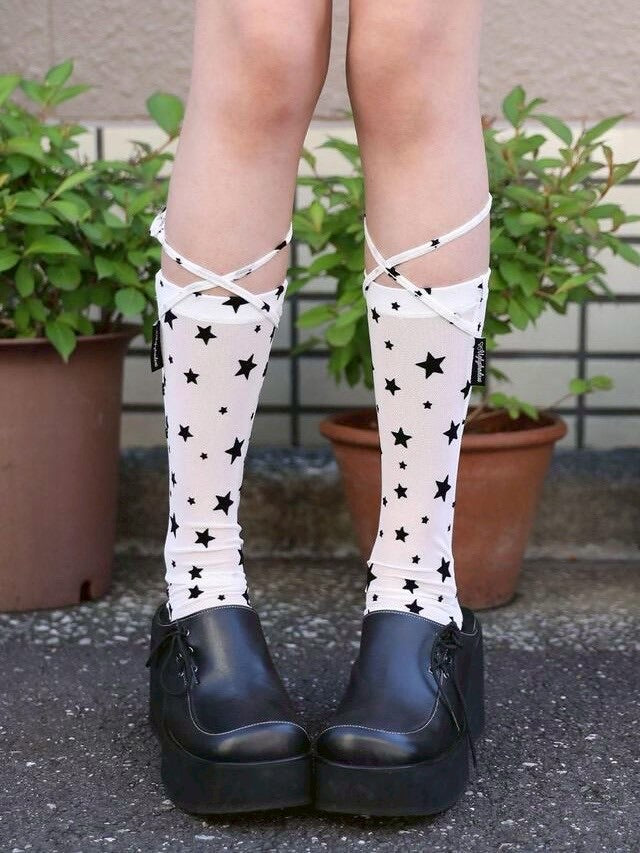 【Uglyshadow】MESH STAR SOCKS / 【アグリーシャドウ】メッシュスターシアーリボンソックス