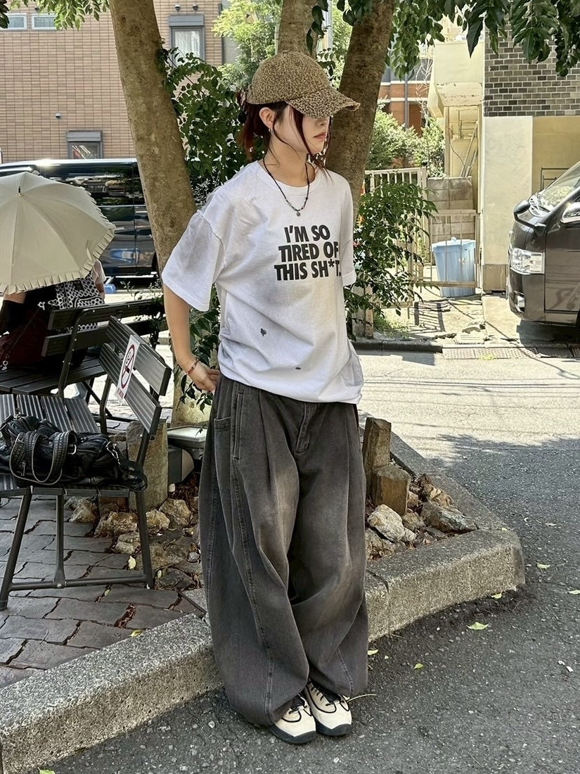 受注制【Chikashitsu +】dirty wash logo half sleeve t-shirt / 【チカシツプラス】ダーティウォッシュロゴ半袖Tシャツ (2color)