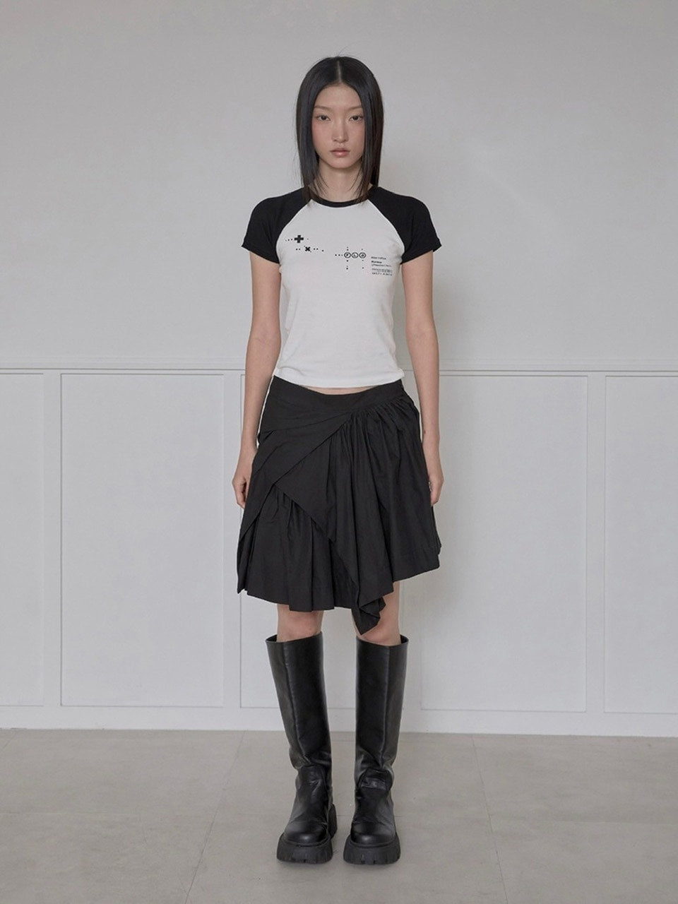 【FLAREUP】Asymmetrical Draped Layered Skirt