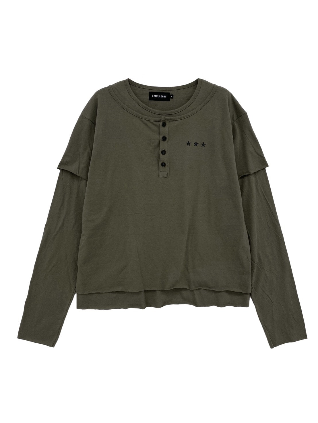 【IFEELLUCKY】Layered cross long sleeve / 【アイフィールラッキー】レイヤードクロス長袖Ｔシャツ