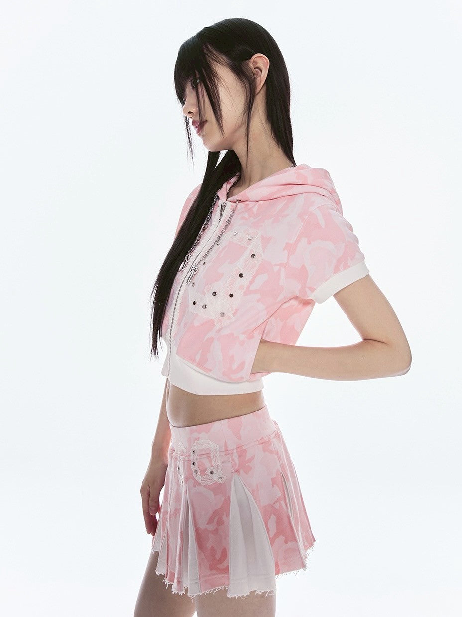 【CHERRYQUIRI】CQ lace stud hood zip-up