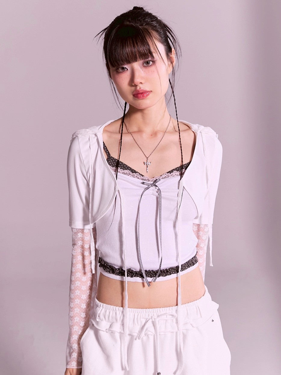 【CHERRYQUIRI】frill layered lace hoody cd