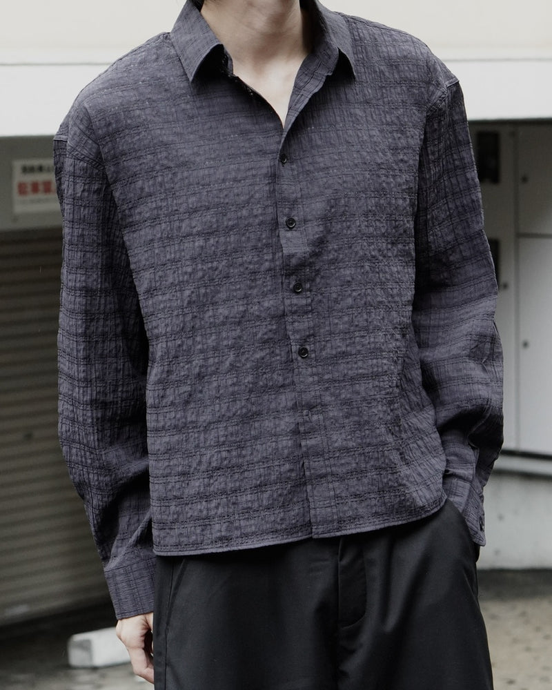 東京店WEB限定受注制【Chikashitsu +】cropped check sheer shirt / 【チカシツプラス】クロップドチェックシアーシャツ (3color)