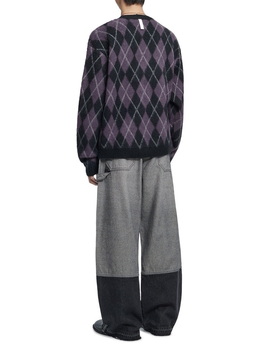 【NOMANUAL】ARGYLE HAIRY CARDIGAN