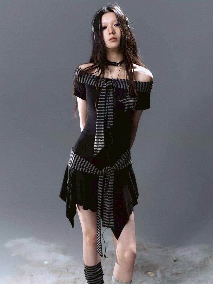 【Cest Nous】Starfish Striped Dress / 【セヌー】スターストライプワンピース