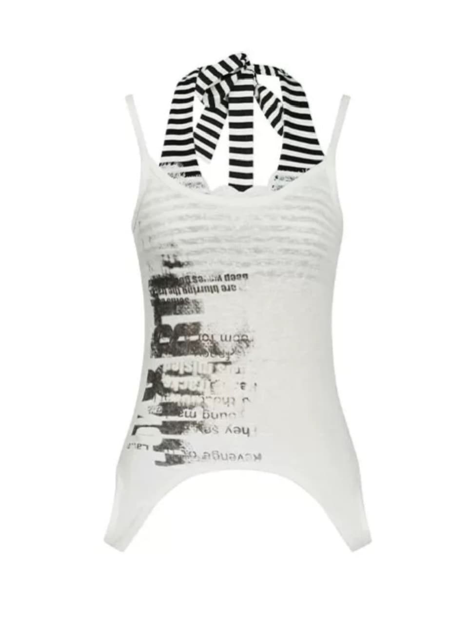 【Cest Nous】Graffiti Tank Top / 【セヌー】2wayグラフィックボーダーレイヤードタンクトップ