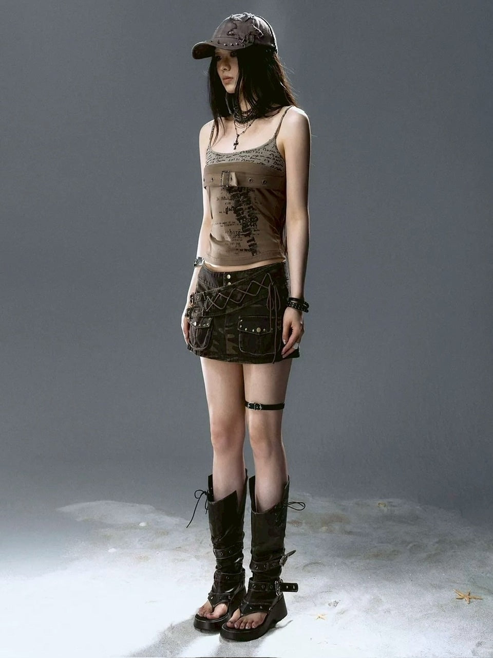 【Cest Nous】Camouflage Rivet Skirt / 【セヌー】カモフラージュリベットミニスカート