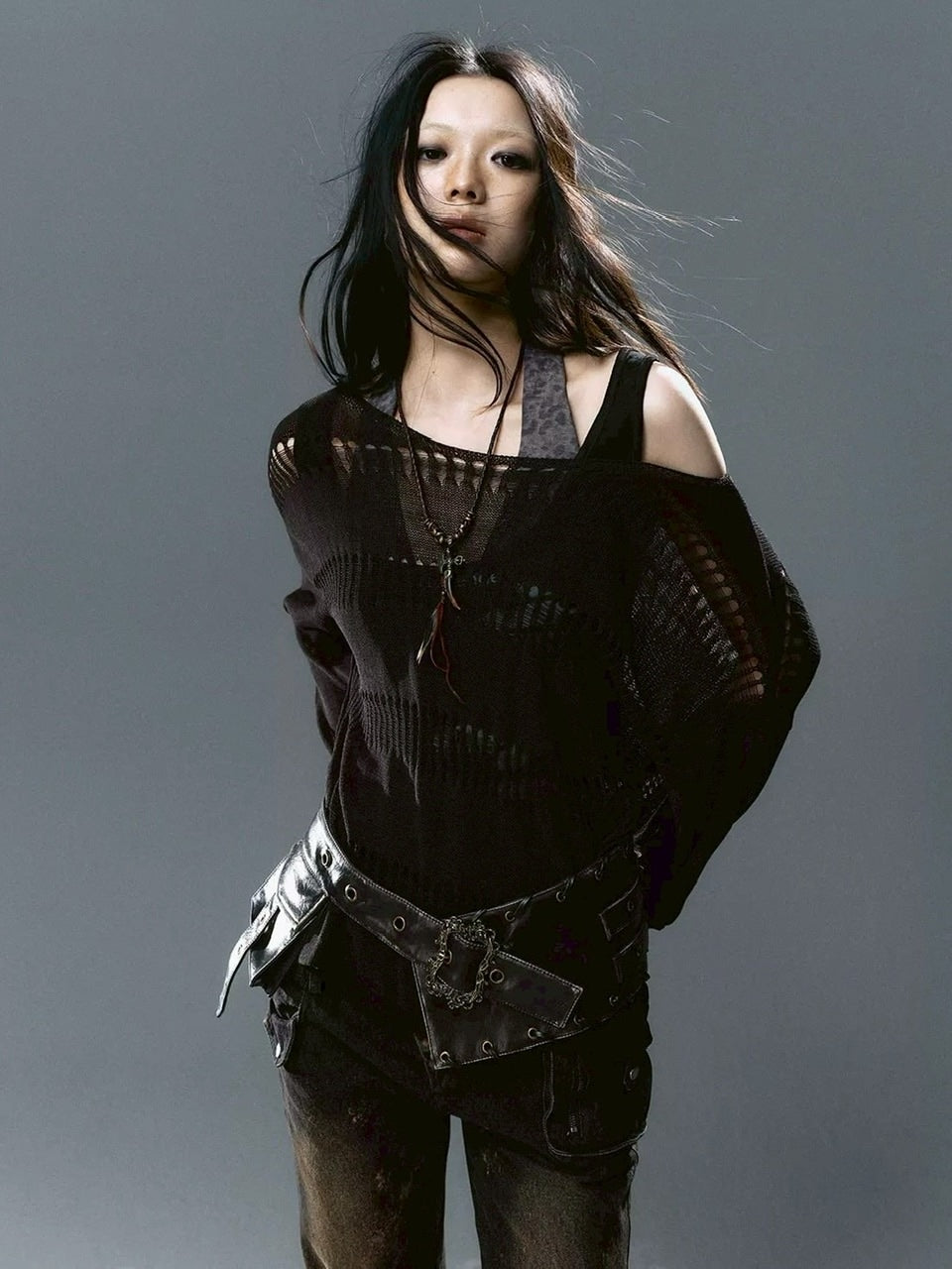 【Cest Nous】Knit Cover-Up / 【セヌー】シースルーボーダーサマーニット長袖Tシャツ