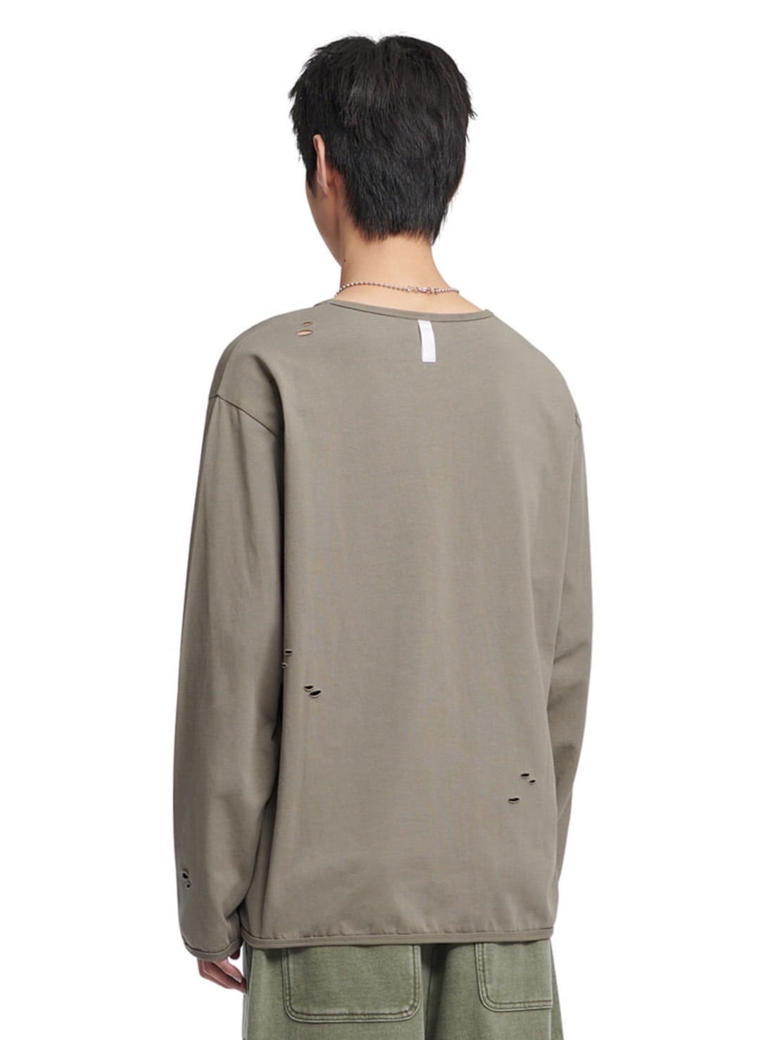 【NOMANUAL】DAMAGED LONG SLEEVE TEE